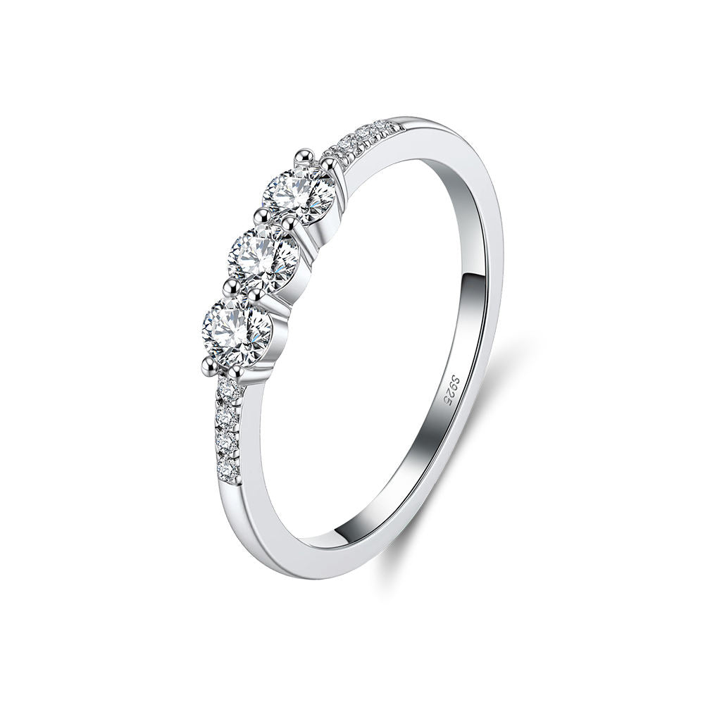 Moissanite Round Brilliant Cut 925 Sterling Silver Ring