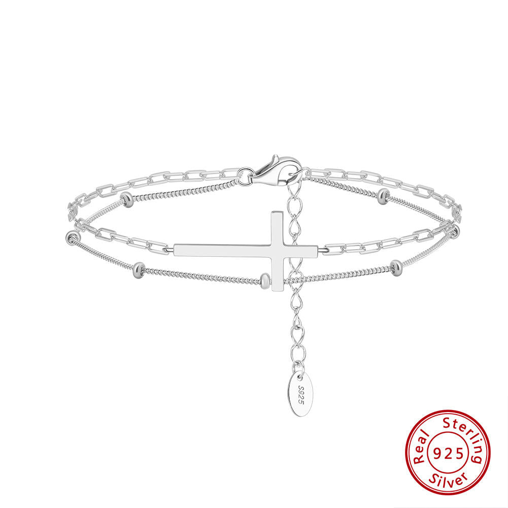 925 Sterling Silver Cross Chain Bracelet