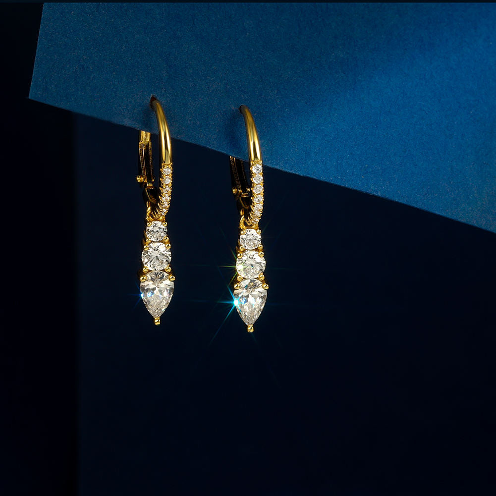 Zircon Drop Earrings – Gold & Silver Finish