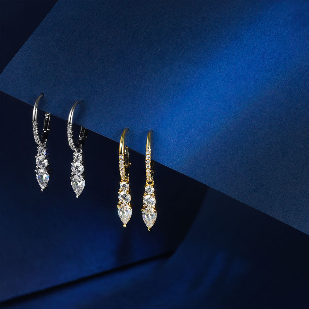 Zircon Drop Earrings – Gold & Silver Finish