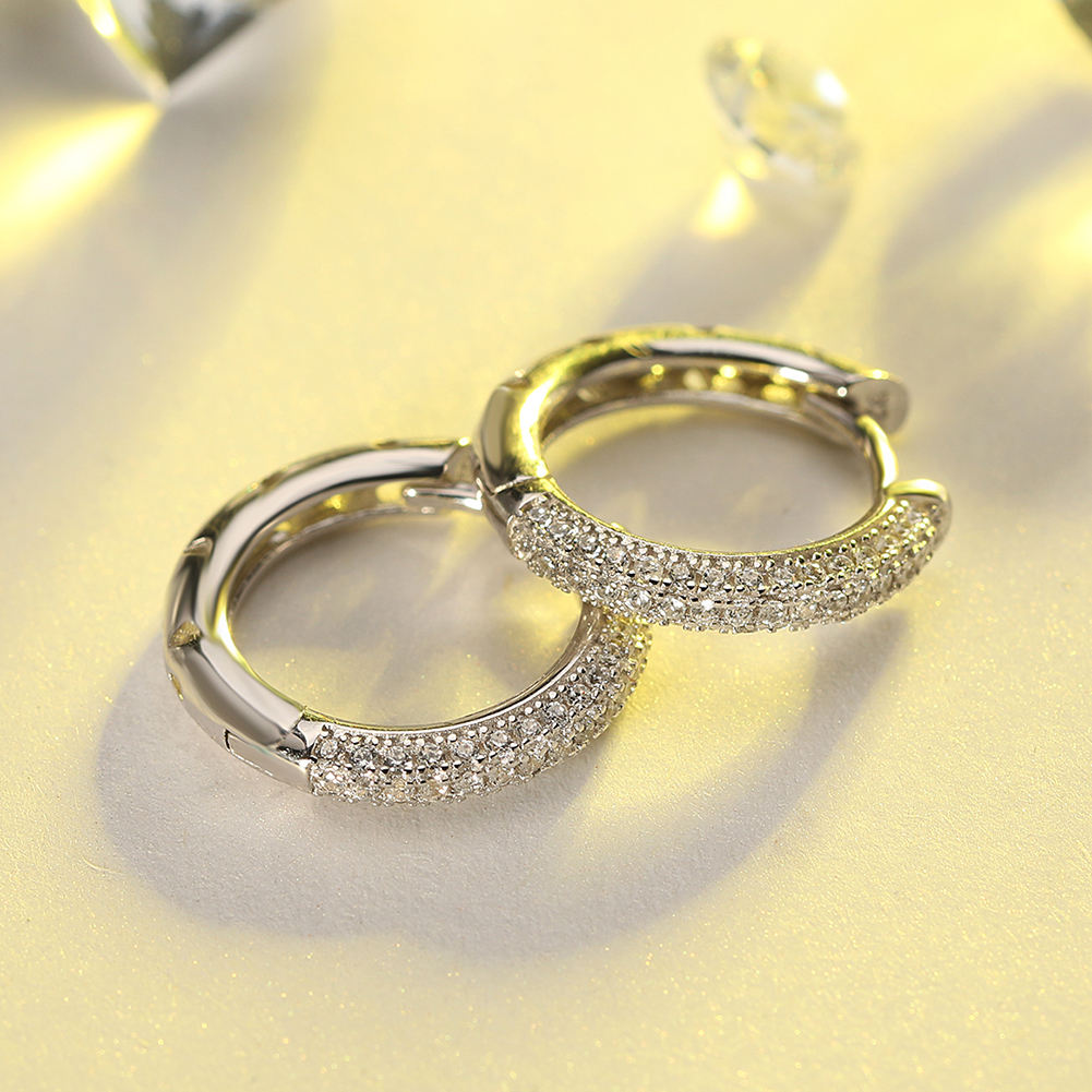 Zircon Hoop Earrings – Classic Rhodium Finish