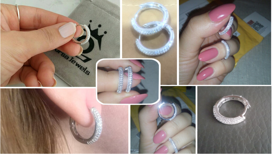 Zircon Hoop Earrings – Classic Rhodium Finish