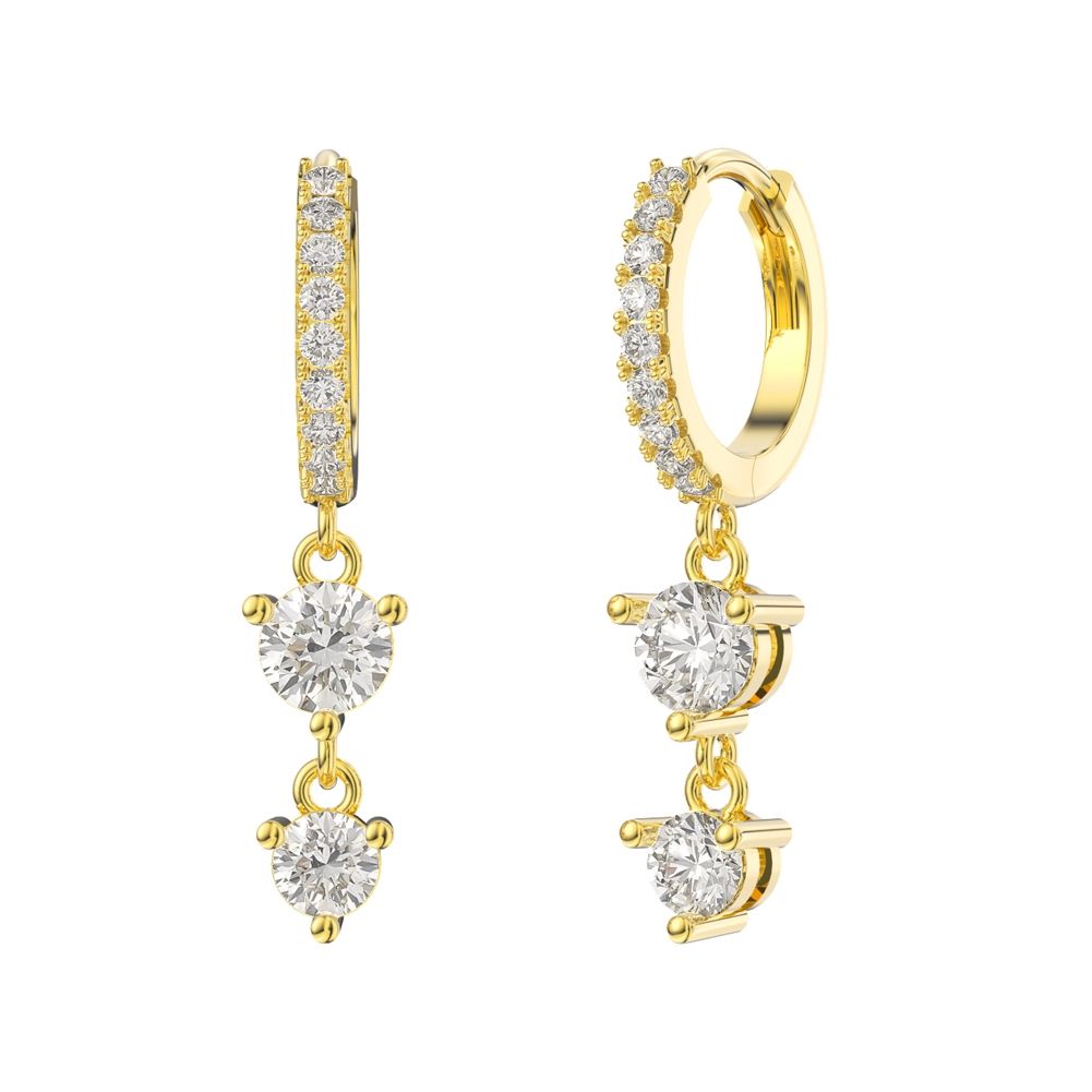 Geometric Drop Earrings – Zircon Accents