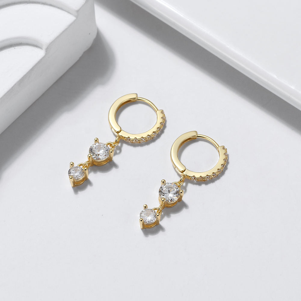 Geometric Drop Earrings – Zircon Accents