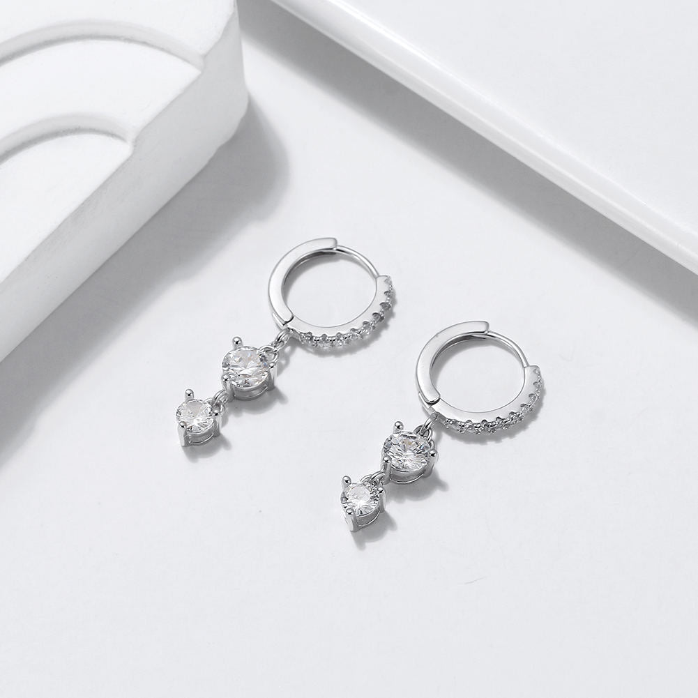 Geometric Drop Earrings – Zircon Accents