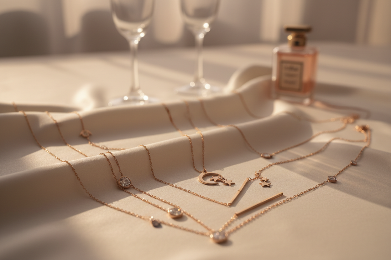 Gold Necklaces on Silk