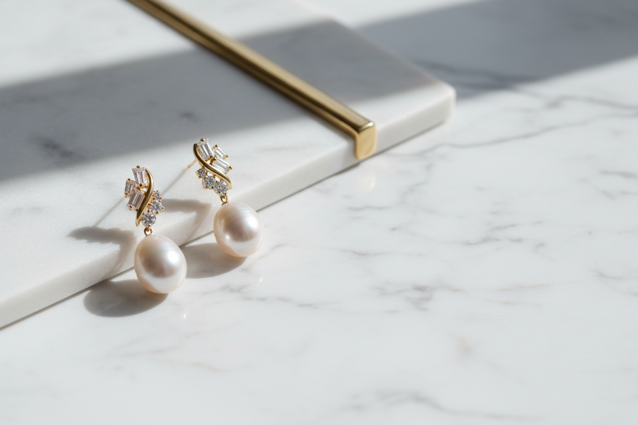 Pearl & Diamond Earrings